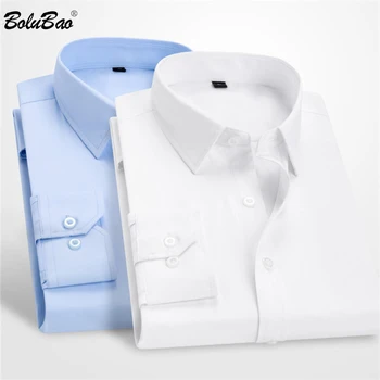 

BOLUBAO Mens Tuxedo shirt Single-Breasted Long Sleeve Male Shirts Brand Lining Comfortable Solid Color Shirts Top Formal Wear