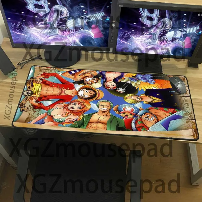 XGZ Large Gaming Mouse Pad Black Lock Edge Anime One Pieceluffy Poster Computer Desk Mat Rubber Non