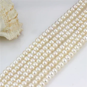 

Genuine Natural 7-8mm AAA near round white pearl strands loose beads women lady jewelry DIY