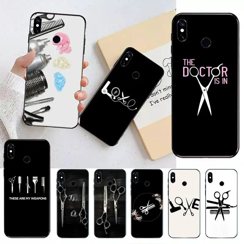 

Hair Stylist Scissors Brush switch Phone Case For Xiaomi Redmi note 4 4X 8T 9 9s 10 K20 K30 cc9 9t pro lite max