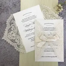 Laser Cutting Wedding Invitations with RSVP Cards Ivory Invitation Cards - Set of 50 pcs rsvp