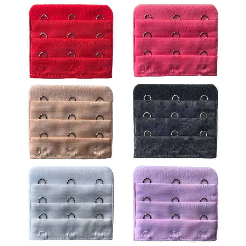 

Womens Bra Extender Strap Extension 3 Hooks 3 Rows Candy Color Adjustable Buckle F42F