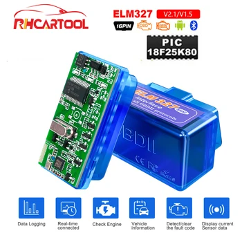 OBD2 車アクセサリーELM327 V1.5 PIC18F25K80 診断ツールelm 327 bluetooth V1.5 OBD2 スキャナー作業アンドロイドwindows 12 12vディーゼル