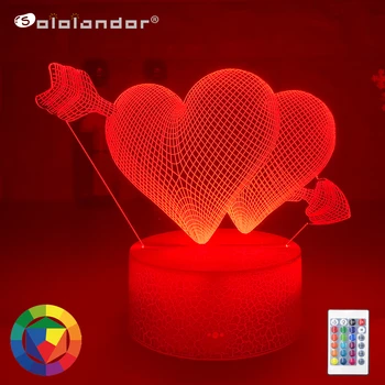 

Pierce your heart 3d Night Light with Heart Led Touch Switch Colorful Atmosphere for Home Decoration Light Table Lamp Bedside