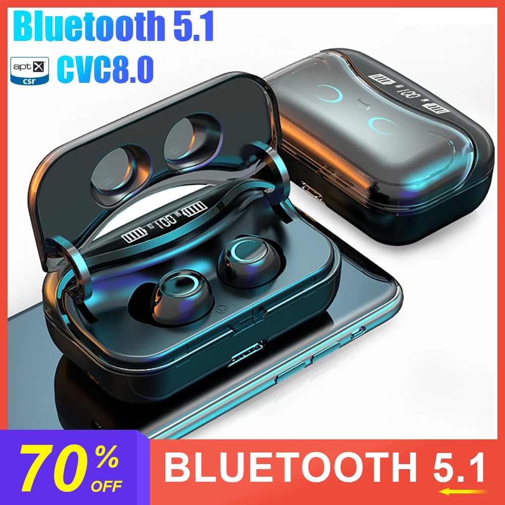 G08 TWS Bluetooth 5 1 Headphons Touch Control Wireless Earphon HiFi IPX7 Waterproof Earbuds Headset with 2500mAh Charging Box