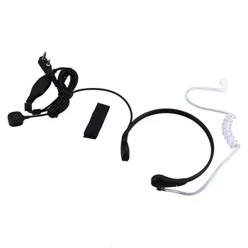 

Throat Mic Microphone Covert Acoustic Tube Earpiece Headset With Finger PTT for Kenwood Radios 2 PIN Walkie Talkie