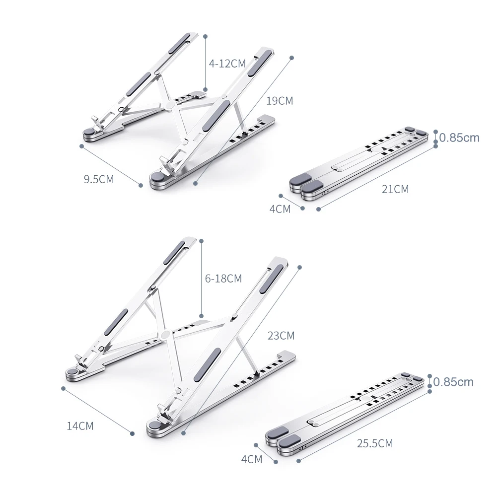 Портативная ультра тонкая охлаждающая подставка Подставка для ноутбука регулируемая высота эргономичная стабильная поддержка Нескользящая Складная из алюминиевого сплава