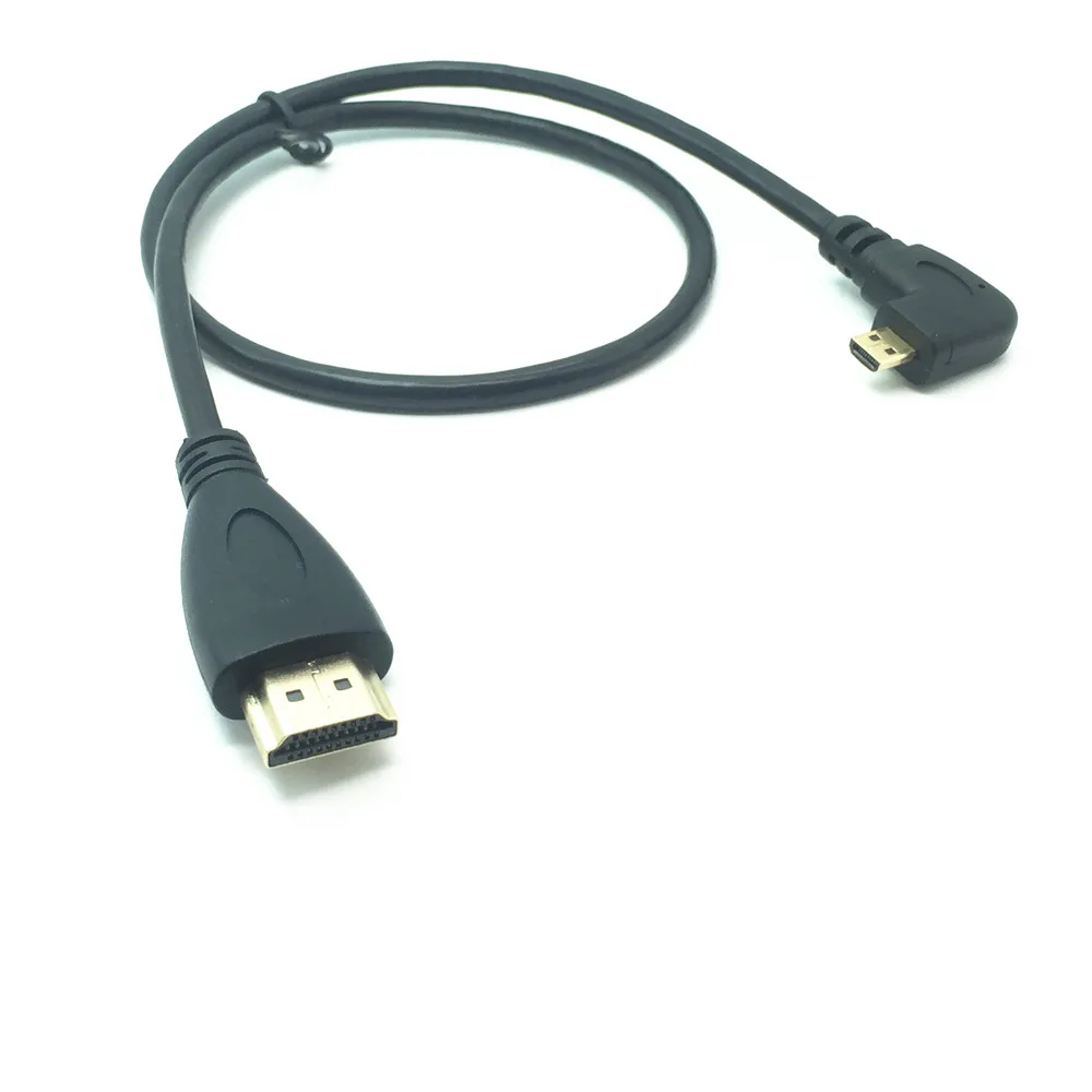 0.5M 1.5M Cable HDMI-compatible V1.4 Male to HDTV Micro HD 90 Degree Left Right Angle Cable 1080p for HDTV PS3 XBOX 3D LCD