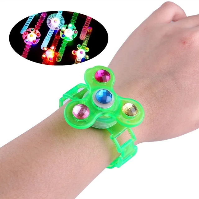 1PCs Children's Luminous Wrist Band Manual Rotating Soft Flash Gyro Bracelet for Kids LED Cartoon Lights Glow In The Dark Toys 2