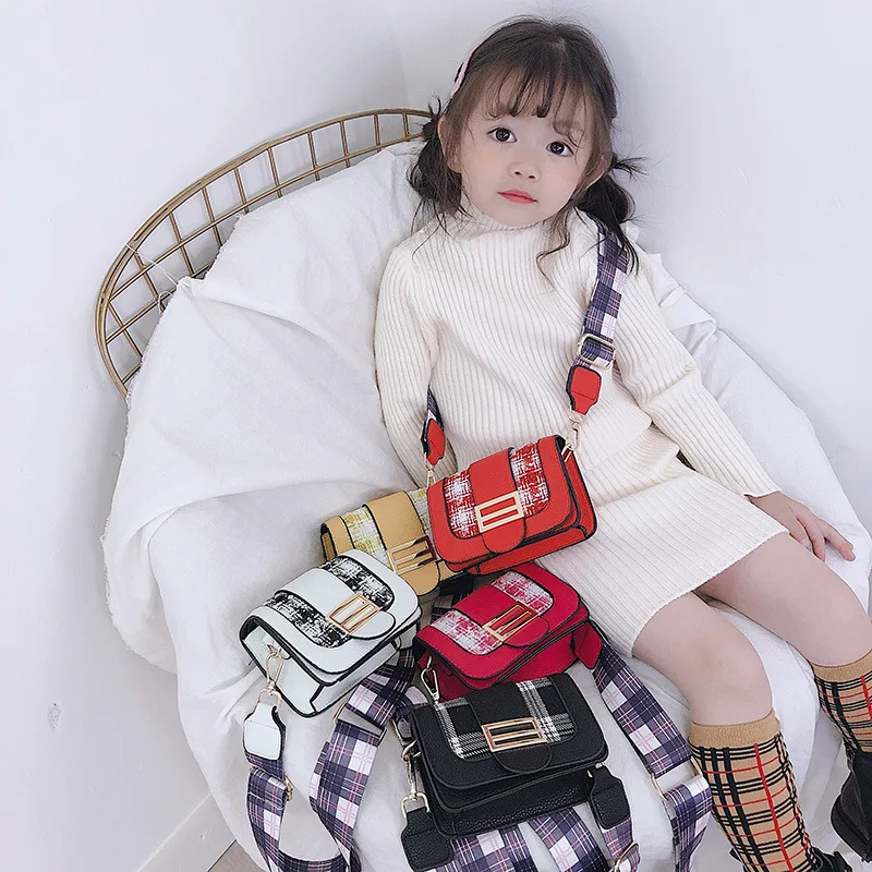 

CHILDREN'S Bag 2019 New Style Wide-Strap Shoulder Bag Princess Fashion Western Style Square Sling Bag Cute Retro Shoulder Bag