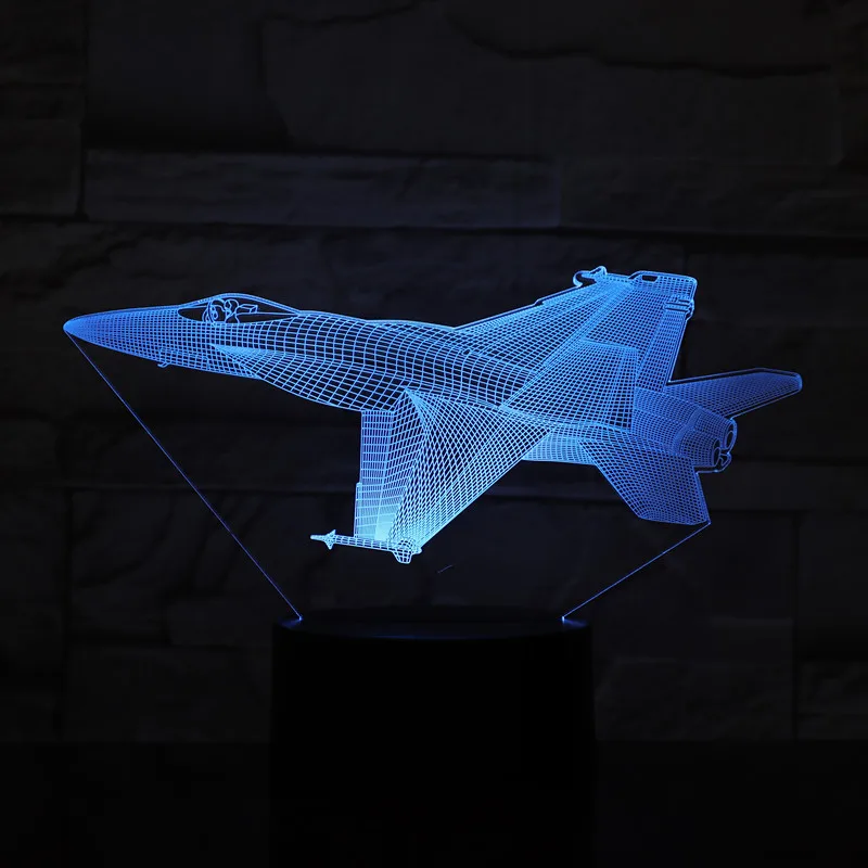 Самолет 3D Светодиодная лампа с эффектом иллюзии 3D Оптическая иллюзия лампы 7 цветов многоцветная ed USB домашнее украшение цветная сменная лампа для мальчиков