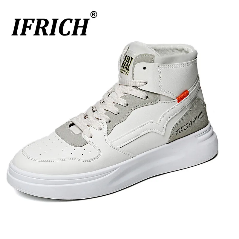 

2019 New Stylish Lace Up Skateboarding Male Shoes Men Balanced Skateboard Shoes Mens High Tops Flat Shoes Comfortable Sneakers