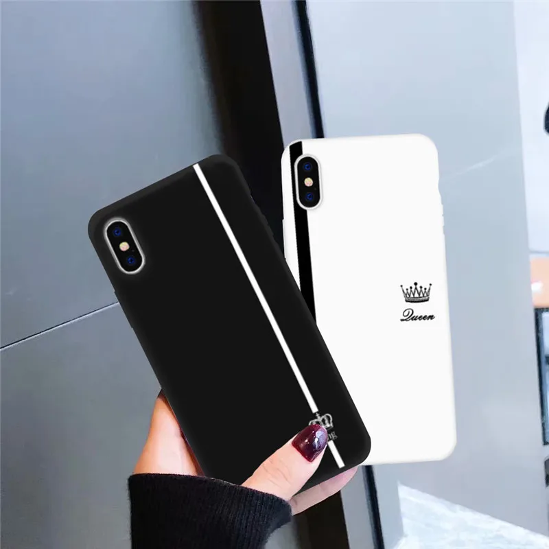 Чехол UBERAY King queen для влюбленных пар iPhone X XS MAX X XR 11 Pro 7 8 6 6s Plus черный белый Силиконовый мягкий чехол для телефона
