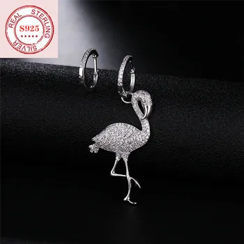 

TIF APN 925 Sterling Silver Stud Earrings, the new temperament wild asymmetric flamingo sleek minimalist,classic ladies jewelry
