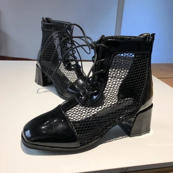 

Aleafalling Classical New Side Zip Ankle Women Boots Street Outdoor Hollow Out Style Girl Summer's Boots Fashion Women Shoes