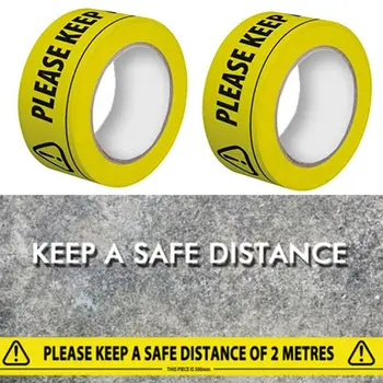 

Please Keep A Safety Distance of 2 Meters Floor Tape 33m x 48mm Distancing Safe Sticker for Supermarket School Hospital