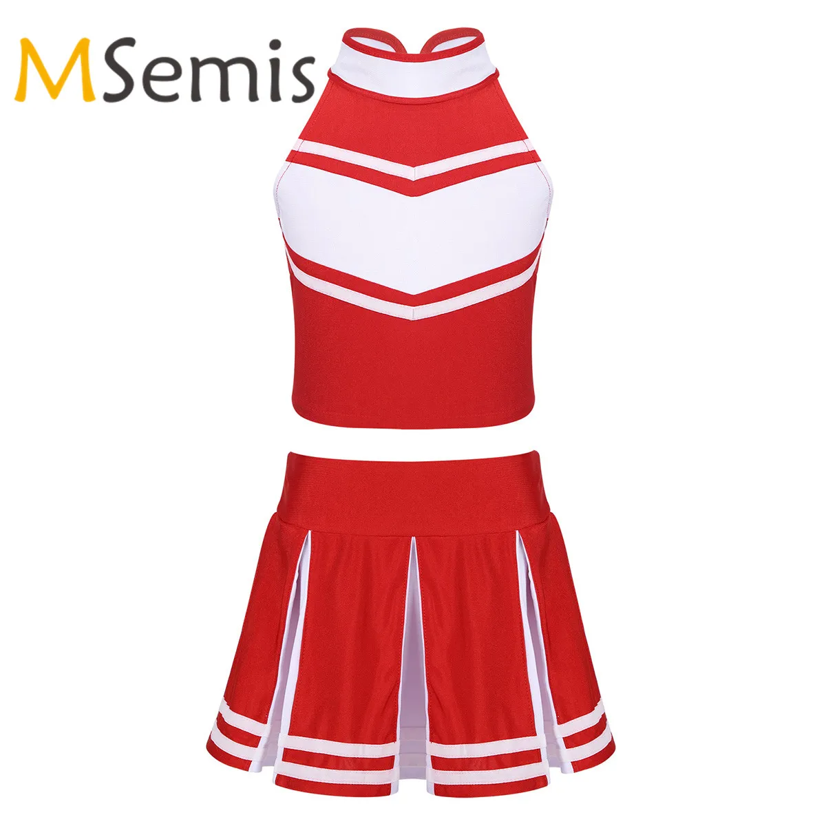 Costume Pom-pom Girl Fille - Robe Cheerleader - Pour Fête Et Carnaval - Accessoires Inclus