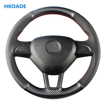

DIY BlackAnti-slip sweat Artificial Leather Hand-stitched Car Steering Wheel Cover for Skoda Octavia Speedy Moved Kodiaq