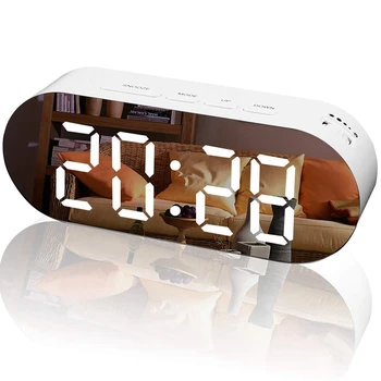 

Alarm Clock Digital Mirror Surface Dimmer Large Led Display With Dual Usb Charger Ports Snooze Sleep Timer For Bedroom Decor