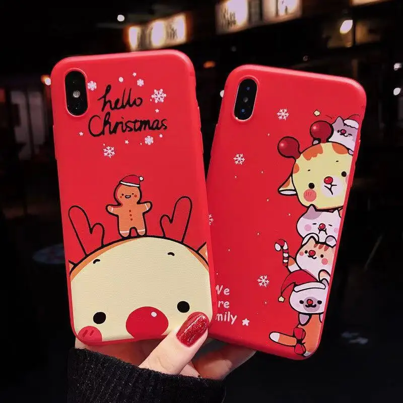 

Merry Christmas Santa TPU phone case Thin soft shell for iphone 7 8 6 6s Plus 7 Plus original silicone cartoon Christmas carto
