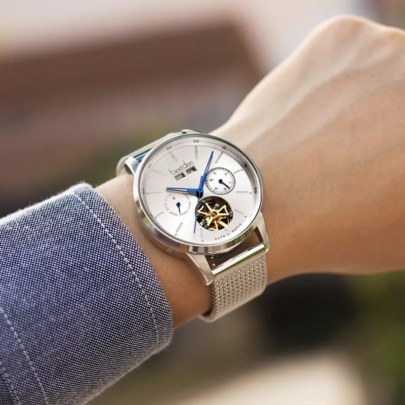 Switzerland Luxury Brand Bestdon Mechanical Watch for Men Skeleton Full Steel Automatic Men's Watches Reloj Hombre Montre GMT