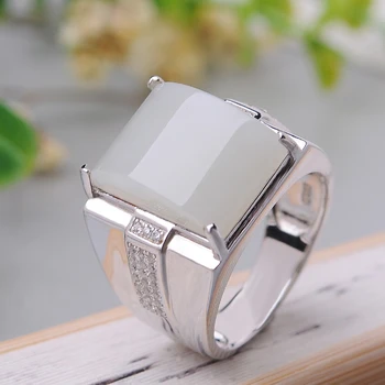 

925 Silver Set and Tianyu Ring Elegant Men's Jade Ring Natural Jade Ring With Certificate