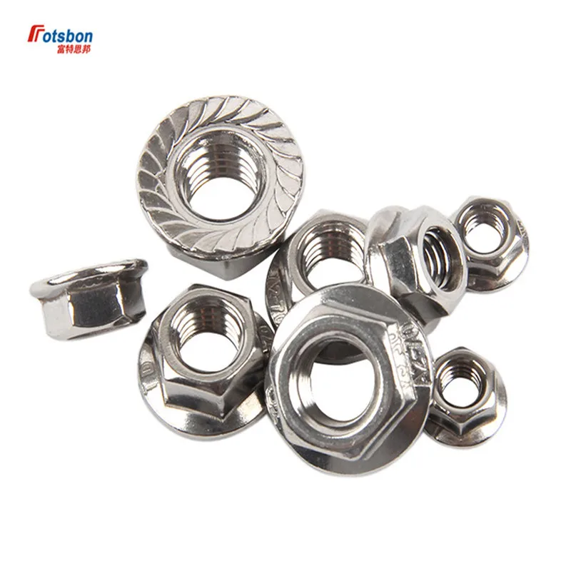 M3/M4/M5/M6/M8/M10/M12 шестигранные гайки с фланцем Ecrou 304 Стальная гайка Шестигранная Tuercas