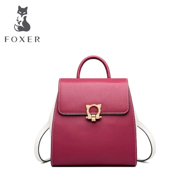

FOXER Fashion cowhide women leather backpack designer bags famous brand women bags 2019 new women bag
