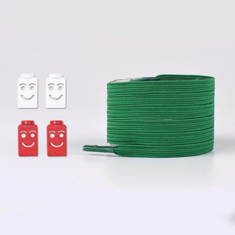 Smiley Metal Buckle Lazy Shoelaces Creative Free Tied Elastic Shoelaces 1 Pair Shoe Laces Solid Sport Casual Shoes Accessories