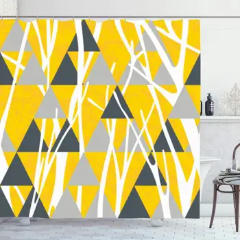 

Shower Curtain Set with Hooks 60x72 Inches Yellow Wood Geometric Elegant Houndstooth Tree Botanica Trunk Flora Candy Pattern