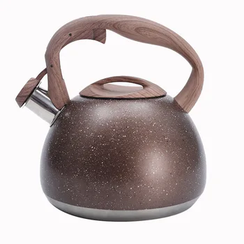 

1Pc 3L Antique Stainless Steel Wooden Handle Flat Bottom Whistling Kettle Boiling Tea Kettle (White)