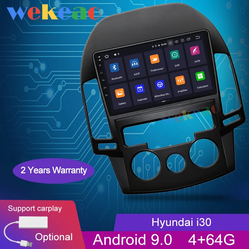 Автомагнитола Wekeao с сенсорным экраном 9 дюймов Android 0 для Hyundai i30 Dvd плеер навигация