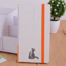 Эластичная лента 24K студенческий ежедневник круглый Угловой блокнот с книжными закладками кошка Печать Обложка супер милый ноутбук