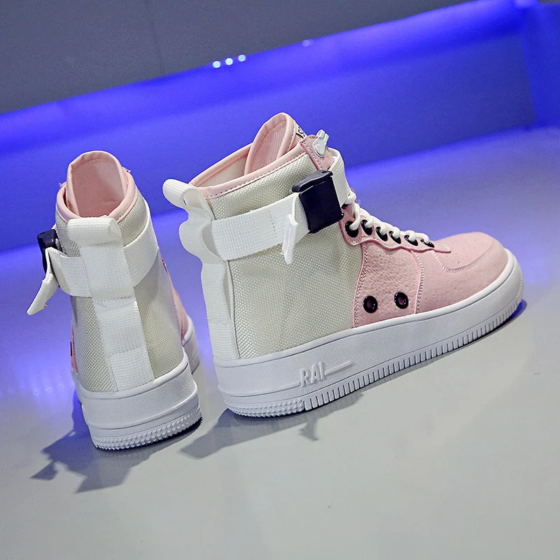 Shoe Women Sneakers 2020 Fashion Basketball Shoes Women High Top White Pink Ankle Boots Women Zapatos De Mujer Dropshipping