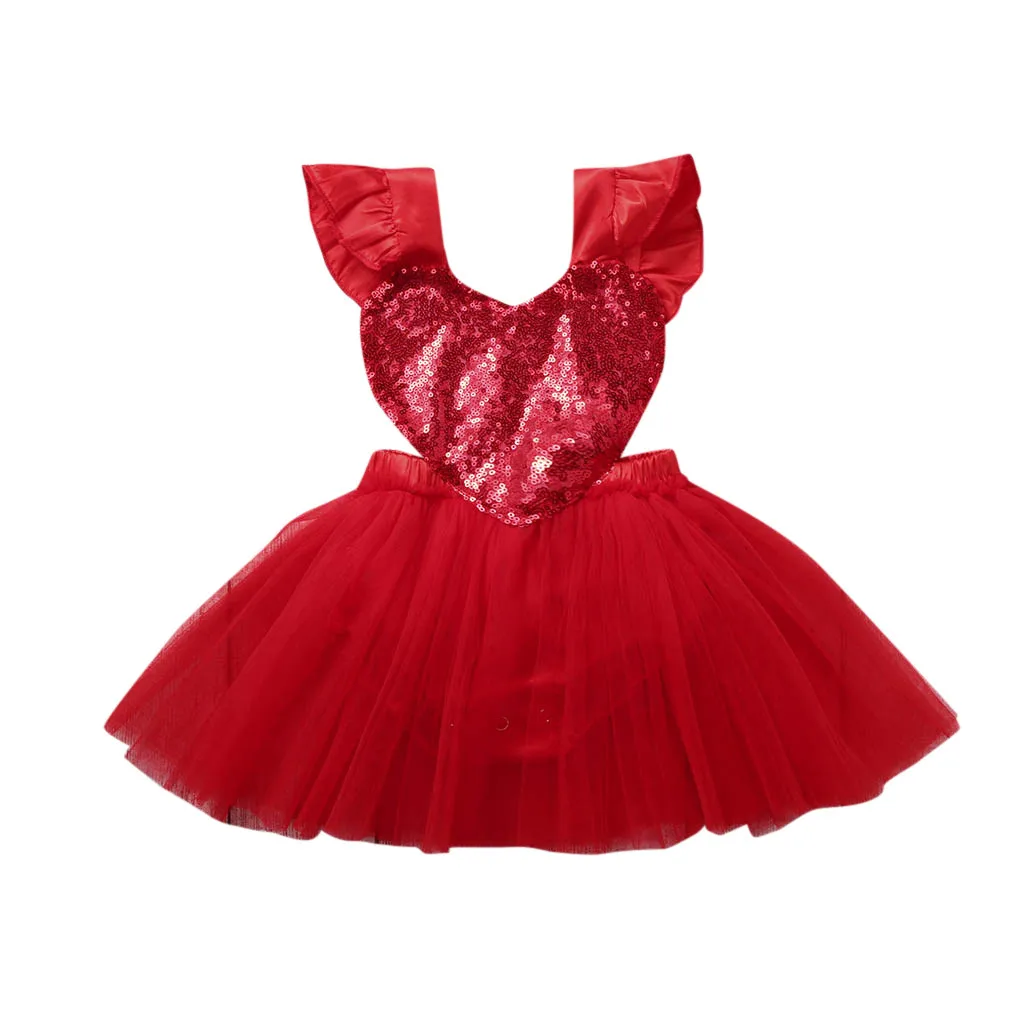 Платье для маленьких девочек Детские тюлевые платья с блестками и рюшами на День святого Валентина для маленьких девочек вечерние платье принцессы для девочек fille