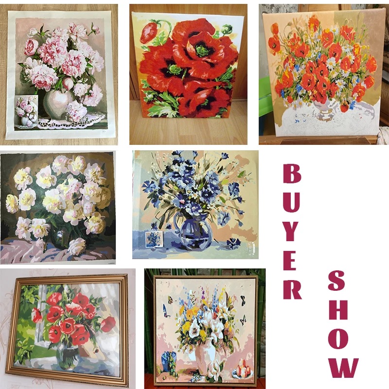 Adult Coloring By Numbers Flowers DIY Unframe Decor For Home Oil Painting By Numbers Fruit Acrylic Paint Handpainted Adult Gift