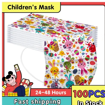 

100pcs Kids Disposable Masks Dust-Proof Face Mask Children's Mask With Elastic Earloop In Stock Facemask Disposable Halloween