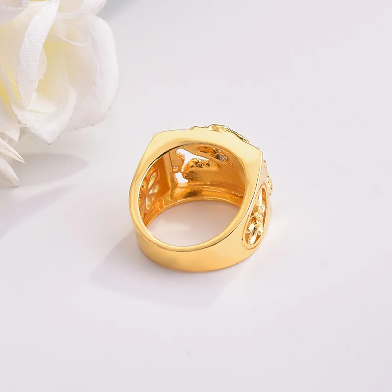 Hip Hop Punk Gold Colour Dragon Ring Warrior Fighter Spirit Treasure Jewelry Luxury Birthday Gift Party