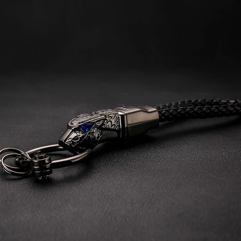 

Men Key Chain Wallet EDC Keychains Rhinestones Car Key Ring Holder Keyring Pendant Gift Genuine Leather Rope Holders