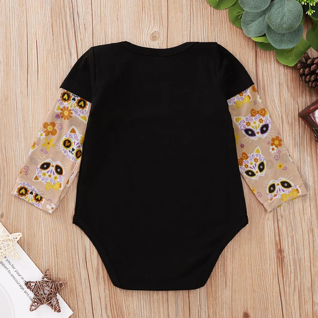 winter children clothes costume party-wear Toddler Kids Baby Boys Girls Halloween Cartoon Letter Print Romper Clothes for 6-24M