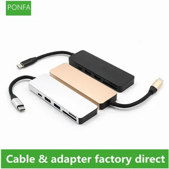 

Type C Hub Usb 3.0 Otg Adapter with 2 USB 3.0 Ports, SD Micro SD Card Slots and Charging Port for MacBookPro USB C Hub