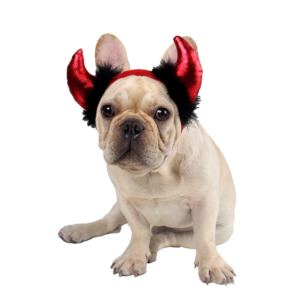 

Fashion Funny Cute Pet Cat Costume Ox Horn Furry Cap Hat for Cat Dog Halloween Clothes Fancy Dress Pet Clothes Party Hat