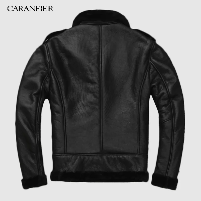 CARANFIER оригинальные Экологичные овчины мужские кожаные мех ягненка мужские ретро классические стандартные европейские размеры зимняя теплая куртка 3XL