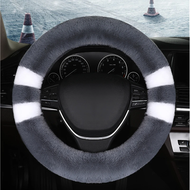 

Personality Wool Car Steering Wheel Cover Winter Thicken Short Plush Handle Fluffy Steering Wheel Cover Car Interior Accessories