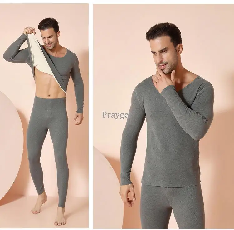 Men Thermal Underwear Warm Long Jhons Winter Tops Buttoms Set AB Inside Clothes