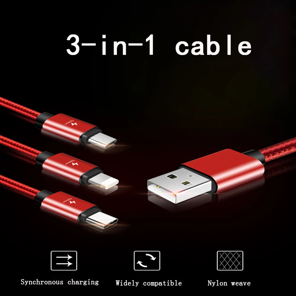 USB-кабель 3 в 1 шнур для быстрой зарядки iPhone 7 Android Micro USB Type-C | Мобильные телефоны и