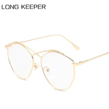 Для женщин очки для глаз кошки рамка с защитой от синего света очки женские металлические чтения очки с бесцветными линзами очки оправа для очков