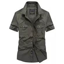 

2021 Summer New Cargo Military Shirts Tooling Short Sleeve Shirt Men's Solid Color Cotton Casual Plus Size 5XL Oversized Shirt