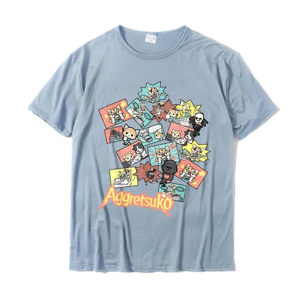 Casual Printed VALENTINE DAY 100% Cotton Round Neck Men Tops Tees Casual Tops & Tees Funky Short Sleeve T-shirts Aggretsuko and Friends Collage Tee Shirt__MZ15771 light
