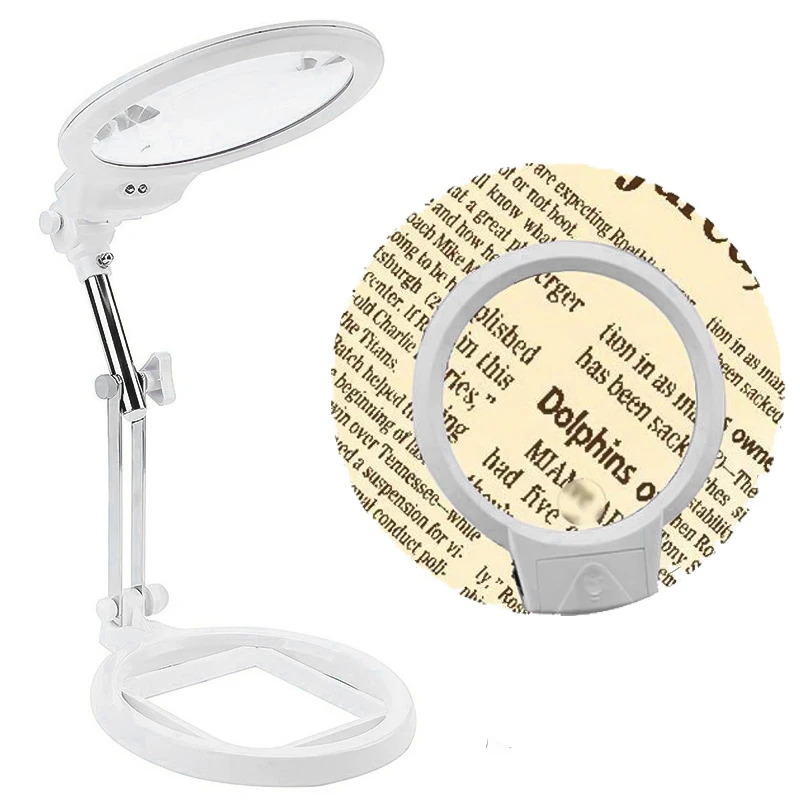 

Reading Welding Magnifying Glass With LED Light Collapsible 3 IN 1 Functional Auxiliary Loupe Desktop Magnifier Soldering Repair